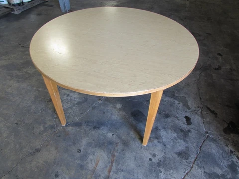 Vintage library-style wood dining or work table, 48" round seats 4 people Cover