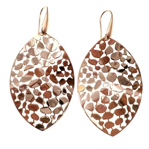 MILOR ITALY 925 Sterling Silver Vermeil Cut Out Design Leaf Dangle Earrings Vtg - Picture 1 of 3