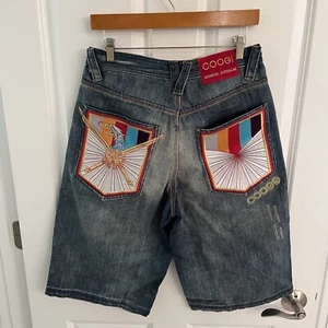 COOGI Jeans Shorts Men 32 Baggy Embroidered Blue Denim Y2K Vintage NWT New $145 - Picture 1 of 15