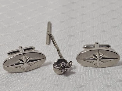 Juego de gemelos atómicos Starburst vintage Mid Century SWANK Tie Tack a juego Foto 1 de 2