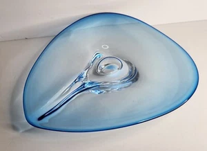 Kosta Boda Glass Centerpiece Blue Tray Modernist Collection Signed Göran Wärff - Picture 1 of 15