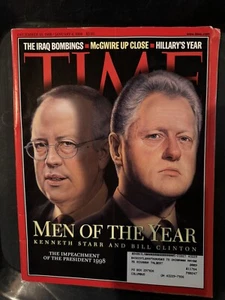 Time Magazine 1998-99 December 28 152/26 Bill Clinton Ken Starr New Sealed US - Foto 1 di 2