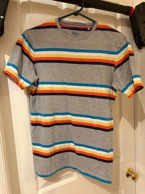 Camiseta Boden Gris Multicolor Rayas Manga Corta Algodón Cuello Redondo Talla XS Foto 1 de 3