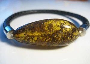 Stylish Natural Baltic Green Amber Men's Bracelet Handmade Gemstone !!! - Picture 1 of 2