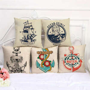 Navigator Anchor Rudder Sailor Cushion Cover Home Living Room Decoration