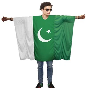 Adults Pakistan National Flag Poncho Patriotic Supporters Fancy Dress Costume - Picture 1 of 1