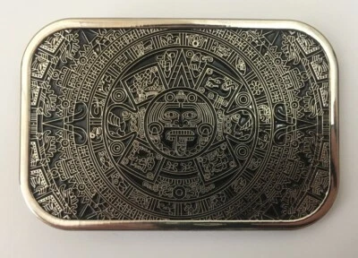 Mayan Aztec Belt Buckle Native Indian Calendario Aztec Calendar DEL SOL Mexican - Image 1 of 4