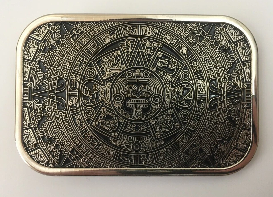 Aztec Calendar Belt Buckle Mayan Native Indian Calendario Azteca Del Sol Mexican