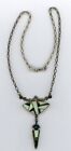 Vtn. Navajo Sterling Silver Opal & Lapis Inlay Necklace & Pendant Signed 18.5 Gr