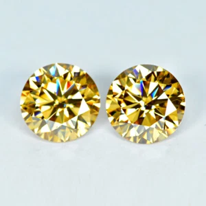 1,90 Karat (2 Stck.) Doppelpaar_Augen öffnender Funke golden gelb Moissanit_Top Qualität - Bild 1 von 1