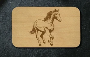 Schneidbrett für Vesper, Frühstück, Küche, Untersetzer mit Lasergravur -Pferd- - Bild 1 von 3