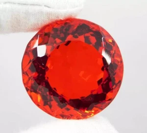 OMGTL Certified COA 112.55ct Natural Mexican Fire Red Opal 31mm x 30mm Round Cut - Picture 1 of 8