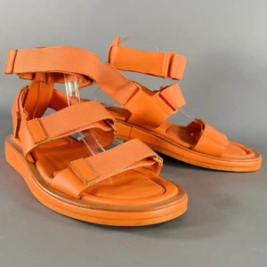 CALVIN KLEIN COLLECTION Size 12 Orange Leather Straps Sandals - Picture 1 of 8