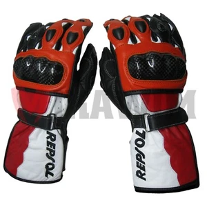 Guantes de cuero Repsol para carreras de motos para hombre y mujer todas las tallas - Imagen 1 de 4