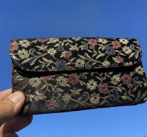 Vintage Shiny Floral FABRIQUE Bi Fold Wallet Satin Finish Snap Close ❤️sj7m32 - Picture 1 of 7