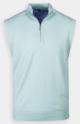 NEW Donald Ross SPORT LARGE Cotton 1/2 Zip Sweater Vest Pool Blue - Image 1 of 2
