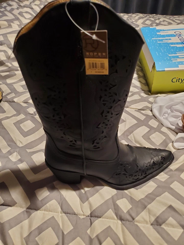 Roper Alisa Snip Toe Cowboy Womens Black Western Cowboy Boots 09-021-1556-0772