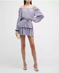 Ramy Brook Charrasse Tiered Long Sleeve Dress Lavender Size M, $445 MSRP - Picture 1 of 11