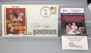 1985 Pete Rose Cincinnati Reds 4193 Hits Autographed 1st Day Cover Envelope JSA - Picture 1 of 4