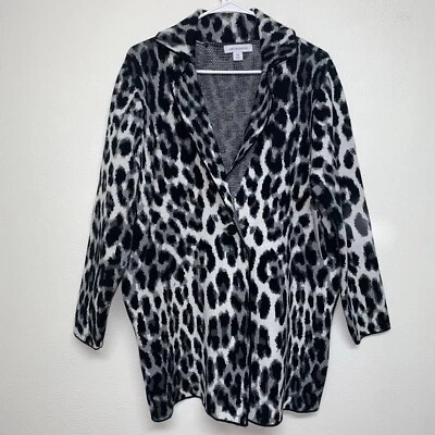 Womens Liz Claiborne Blazer Coat Size Pm Gray Black Animal Print NWT Super Soft - Image 1 of 4