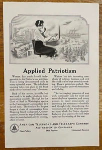 1919 American Telephone And Telegraph Applied Patriotism Vintage Print Ad B&W - Picture 1 of 2