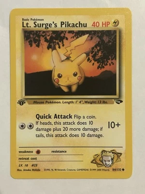 Pokémon TCG Lt. Surge's Pikachu 84/132 Gym Challenge 1st Edition - Image 1 of 3