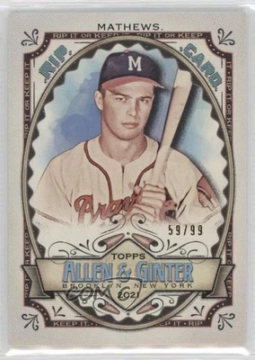 2021 Topps Allen & Ginter's Rip Cards Ripped 59/99 Eddie Mathews #RC-EM HOF - Image 1 of 3