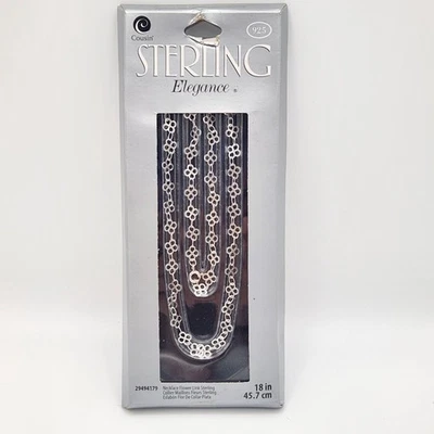 Sterling Elegance 925 Silver 18" Flower Link Chain Necklace Round Clasp - Image 1 of 3