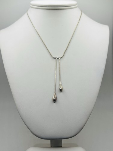 VETEMENTS Collana catena serpente nappa minimalista modernista goccia Y tono argento vintage 16"