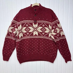 American Eagle Outfitters Hombres Invierno Esquí Suéter 3 Botones Pullover Rojo Profundo XXL - Imagen 1 de 9