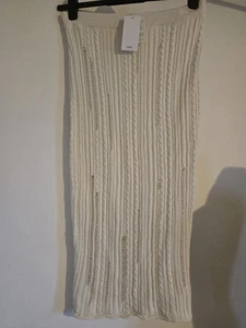 Mango MNG Aristo Crochet Knit Skirt BNWT Size L large Cream Ivory - Picture 1 of 7