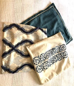 Boho Beachy Farben Himmel Marine Creme & Denim Überwurf Kissenbezüge 14"x14" 3er Set - Bild 1 von 9
