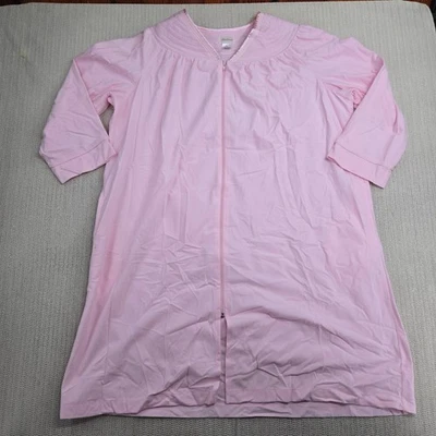 Bata Barbizon vintage para mujer XL rosa cremallera frontal manga 3/4 abrigo ropa de dormir Foto 1 de 4