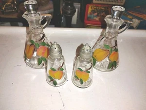 Juego de jarra de aceite y vinagre Hazel Atlas vintage - Imagen 1 de 8