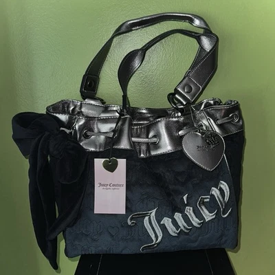Bolso de Mano JUICY COUTURE Vintage Dreams Negro Regaliz Gunmetal con Arco Nuevo con Etiquetas Foto 1 de 4