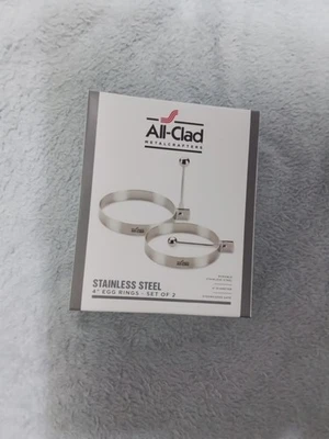 NIB All-Clad Stainless Steel 4-inch Egg Rings (Set of 2)
