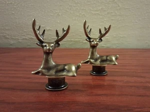 Lampada Cervo Finial Oro Dettagliato Retro Paralume Topper Set di Due Alta 2,5" - Foto 1 di 4