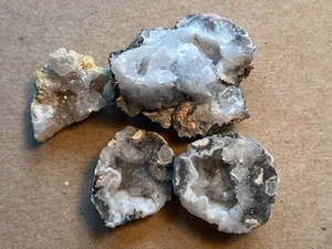 lot of four 3.2oz cut unpolish Brazilian Geode agate halves Crystals - Picture 1 of 5