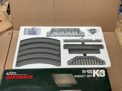 KATO N GAUGE UNITRACK VIADUCT BRIDGE TRACK SET W/BRIDGE& CURVES +STRAIGHTS NICE! - Image 1 of 4