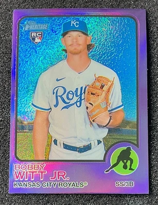 2022 Topps Heritage Bobby Witt Jr. Chrome RC Purple Refractor Rookie #520 Royals - Image 1 of 2