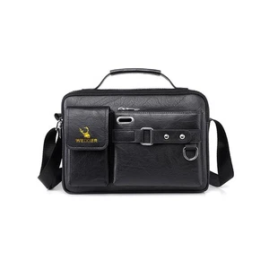 Hombres Cuero Negro Negocios Maletín Bolso de Hombro Bolso para Laptop Bolso Mensajero Bolsos - Imagen 1 de 8