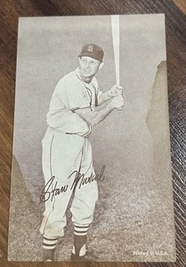 1947-66 AUSSTELLUNGEN STAN MUSIAL ST LOUIS CARDINALS STAT RÜCKSEITE Baseball Wasserfleck - Bild 1 von 2