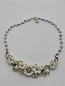 Vintage signierter Coro Floral Choker Halskette Strass goldfarben - Bild 1 von 4
