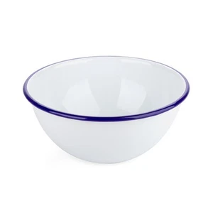 NEW Falcon Enamel Deep Cereal Bowl White & Blue 16cm - Picture 1 of 2
