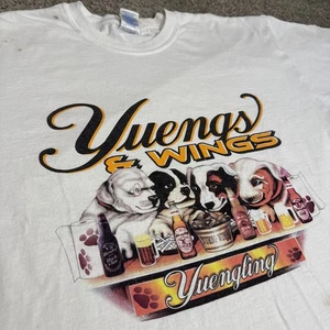 T-shirt promozionale birra grafica cane Yuengling Yuengs & Wings vintage anni 90 XL - Foto 1 di 10