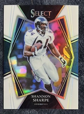 2021 Select Premier Level Shannon Sharpe Denver Broncos  #142 /35 WHITE PRIZM SP - Image 1 of 2