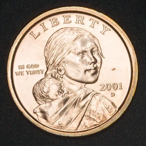 2001-D 1 $ Sacagawea Dollar One Dollar Lightly Toned Rim USA BB029 - Bild 1 von 2