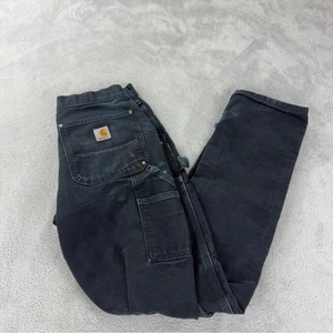 VTG Carhartt Men Sz 31x32 Actual 30x31 B01 BLK Double Knee Black Pants Made USA - Picture 1 of 16