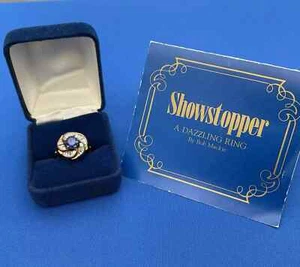 Bob Mackie Showstopper Blue Faux Sapphire Ring (V Good)(RS53) Franklin Mint 1988 - Picture 1 of 10