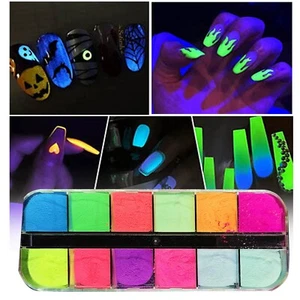 12 Pigments Nail Powder Colorful Glow Powder Fluorescent Pearl High Gloss Nail - Bild 1 von 7